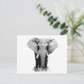 Zwart-witachtig olifant briefkaart (Staand voorkant)