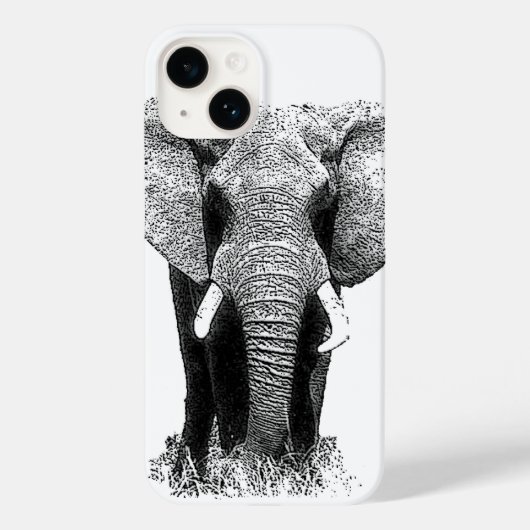 Zwart-witachtig olifant Case-Mate iPhone case (Achterkant)