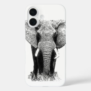 Zwart-witachtig olifant iPhone 16 hoesje