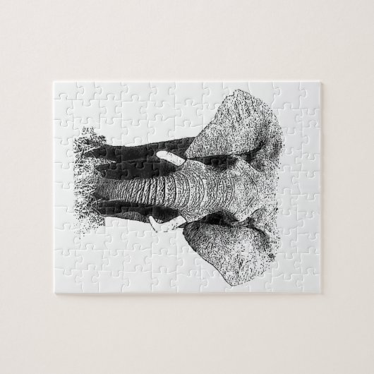 Zwart-witachtig olifant legpuzzel (Horizontaal)