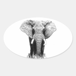 Zwart-witachtig olifant ovale sticker