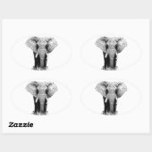 Zwart-witachtig olifant ovale sticker (Vel)