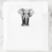 Zwart-witachtig olifant ovale sticker (Tas)