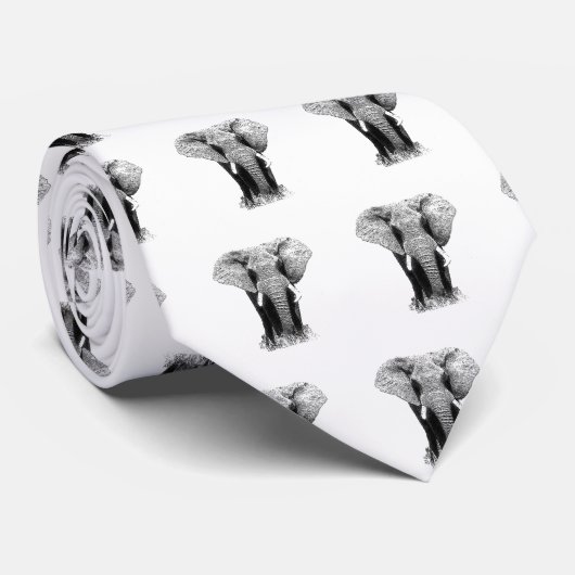 Zwart-witachtig olifant stropdas (Opgerold)
