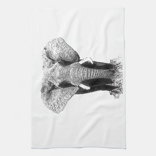 Zwart-witachtig olifant theedoek (Verticaal)