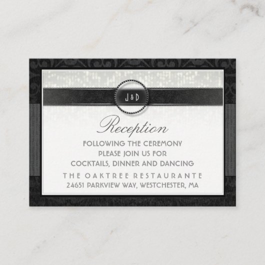 Zwart-witachtige art Deco-opnamekaart Informatiekaartje (Voorkant)