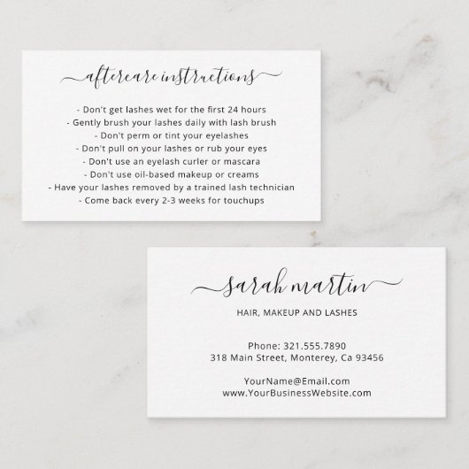 Zwart-witachtige, eenvoudige Aftercare-streepjes Visitekaartje (Voorkant / Achterkant)