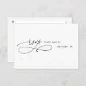 Zwart-witachtige kalligrafie 3 m Meal RSVP (Voorkant / Achterkant)