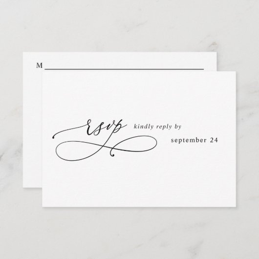 Zwart-witachtige kalligrafie 3 m Meal RSVP (Voorkant / Achterkant)