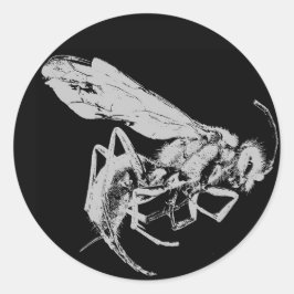 Zwart-witachtige, minimalistische stijl snijtbijen ronde sticker