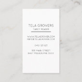 Zwart-witachtige, moderne mystieke tarotlezer visitekaartje (Achterkant)