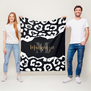 Zwart-witafdrukken Fleece Deken