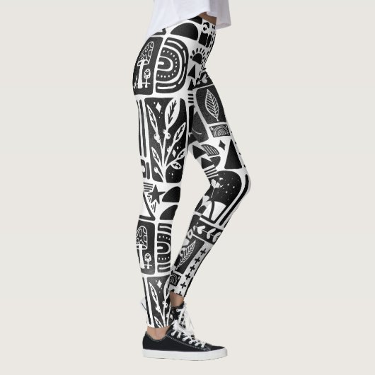 Zwart-witafdrukken Leggings (Rechts)