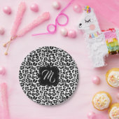 Zwart-witafdrukken met aangepast monogram papieren bordje (Feest)