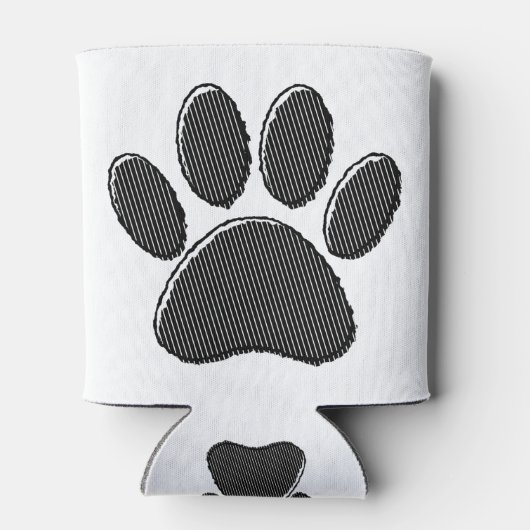 Zwart-witafdrukken met puppy Paw in striped vorm Blikjeskoeler (Achterkant)