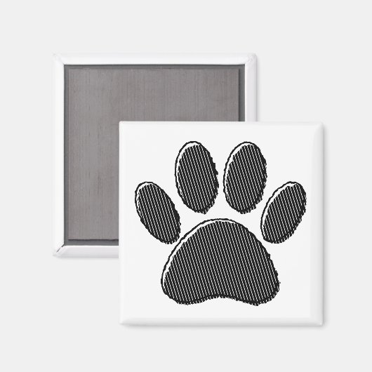 Zwart-witafdrukken met puppy Paw in striped vorm Magneet (Voorkant / Achterkant)