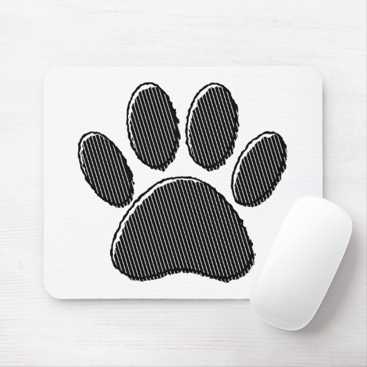 Zwart-witafdrukken met puppy Paw in striped vorm Muismat (Met muis)