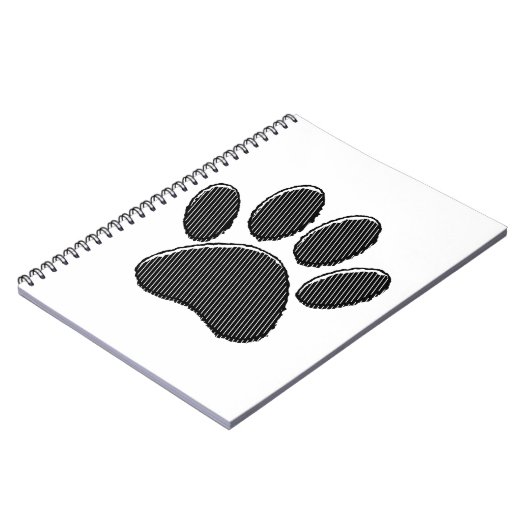 Zwart-witafdrukken met puppy Paw in striped vorm Notitieboek (Linkerzijde)