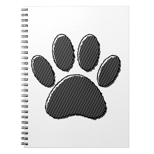 Zwart-witafdrukken met puppy Paw in striped vorm Notitieboek (Voorkant)