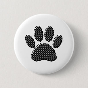 Zwart-witafdrukken met puppy Paw in striped vorm Ronde Button 5,7 Cm