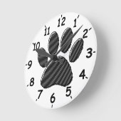 Zwart-witafdrukken met puppy Paw in striped vorm Ronde Klok (Hoek)