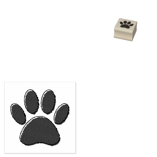 Zwart-witafdrukken met puppy Paw in striped vorm Rubberstempel (Gestempeld)