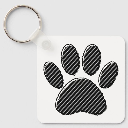 Zwart-witafdrukken met puppy Paw in striped vorm Sleutelhanger (Voorkant)