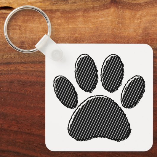 Zwart-witafdrukken met puppy Paw in striped vorm Sleutelhanger (Voorkant)