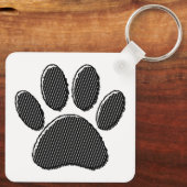 Zwart-witafdrukken met puppy Paw in striped vorm Sleutelhanger (Achterkant)