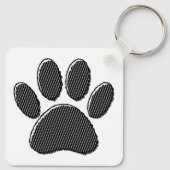 Zwart-witafdrukken met puppy Paw in striped vorm Sleutelhanger (Achterkant)