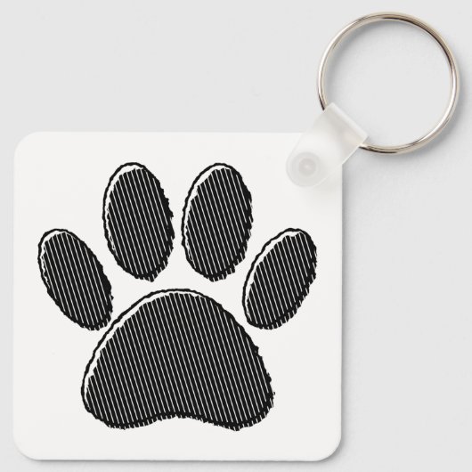 Zwart-witafdrukken met puppy Paw in striped vorm Sleutelhanger (Achterkant)