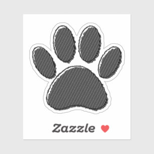 Zwart-witafdrukken met puppy Paw in striped vorm Sticker