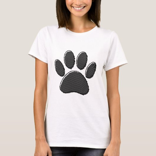 Zwart-witafdrukken met puppy Paw in striped vorm T-shirt (Voorkant)