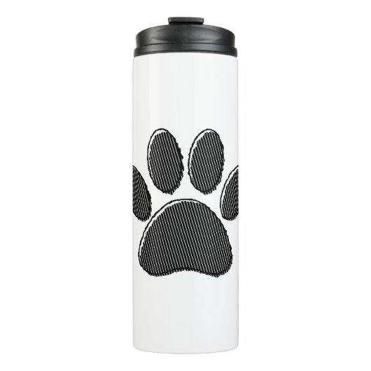 Zwart-witafdrukken met puppy Paw in striped vorm Thermosbeker (Voorkant)