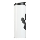 Zwart-witafdrukken met puppy Paw in striped vorm Thermosbeker (Gedraaid links)
