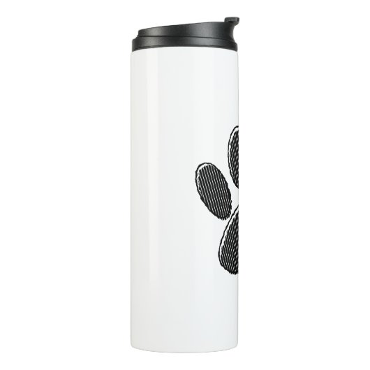 Zwart-witafdrukken met puppy Paw in striped vorm Thermosbeker (Gedraaid links)