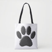 Zwart-witafdrukken met puppy Paw in striped vorm Tote Bag (Voorkant)