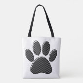 Zwart-witafdrukken met puppy Paw in striped vorm Tote Bag (Achterkant)