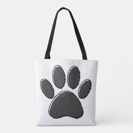 Zwart-witafdrukken met puppy Paw in striped vorm Tote Bag (Achterkant)