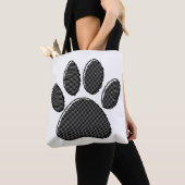 Zwart-witafdrukken met puppy Paw in striped vorm Tote Bag (Dichtbij)