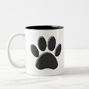 Zwart-witafdrukken met puppy Paw in striped vorm Tweekleurige Koffiemok
