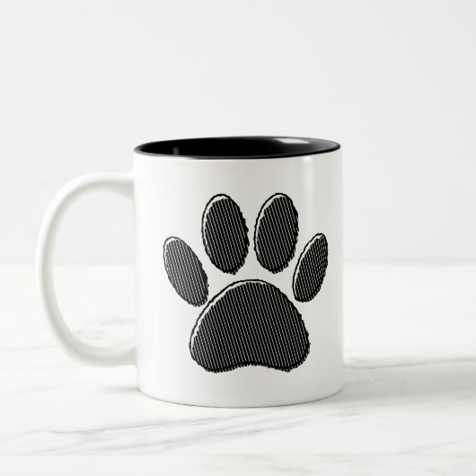 Zwart-witafdrukken met puppy Paw in striped vorm Tweekleurige Koffiemok (Links)