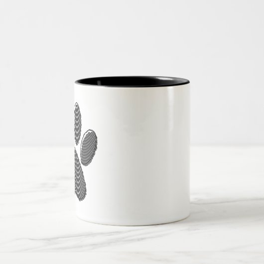 Zwart-witafdrukken met puppy Paw in striped vorm Tweekleurige Koffiemok (Center)