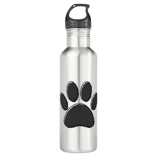 Zwart-witafdrukken met puppy Paw in striped vorm Waterfles (Voorkant)