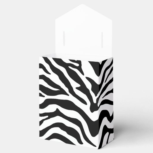 Zwart-witafdrukken met strips op zebra bedankdoosjes (Geopend)