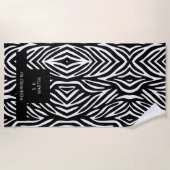 Zwart-witafdrukken met Zebra op naam Strandlaken (Voorkant)