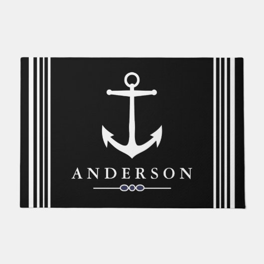 Zwart-witandig elegant | Gepersonaliseerd Deurmat (Voorkant)