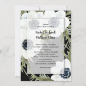 Zwart-witandige Anemones Wedding Kaart (Voorkant)
