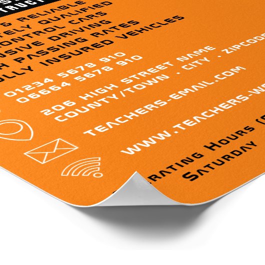 Zwart-witauto Logo, autorijschool, docent Poster (Hoek)