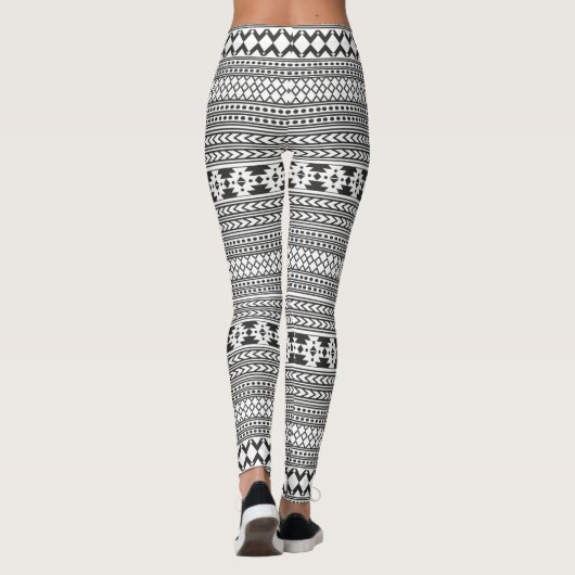 Zwart-witAztec afdrukken Leggings (Achterkant)